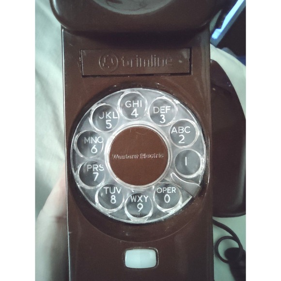 Western Electric Rotary Dial Desk Phone Brown Retro Vintage AD3 82012 - Picture 3 of 8